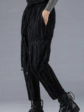 D.hygen Wool Cotton Stripe Combination Low Crotch Cropped Pants