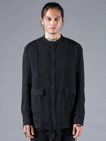 D.Hygen Garment Dyed Triple Gauze Band Collar Shirt