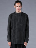 Dhygen Sumi Coated Random Strip Double Open Band Collar Shirt