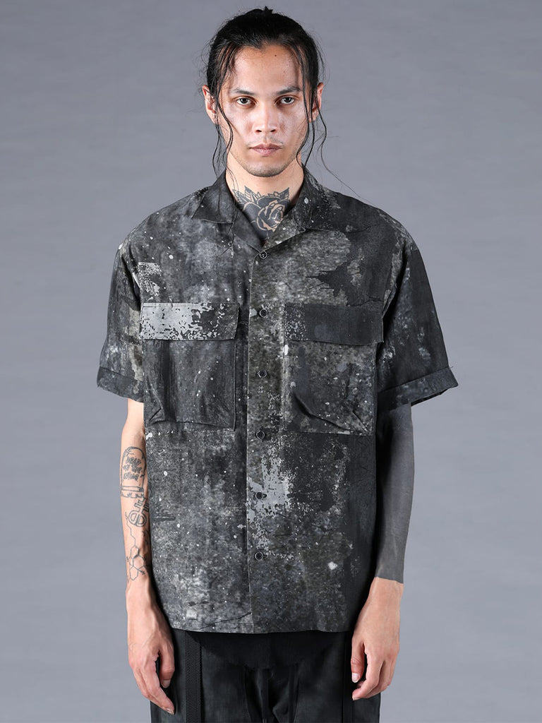 Dhygen Inkjet Print Open Collar Half Sleeve Shirt