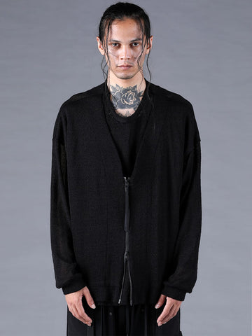 Dhygen Cotton Low Gauge Knit Cardigan Layered Pullover