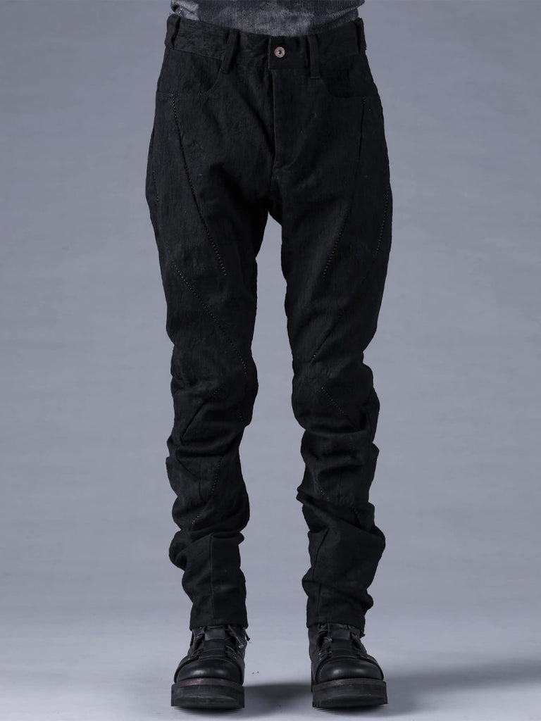 Dhygen Distressed Jacquard Twisted Curved Trousers