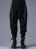Dhygen Stretch Denim Knee-Cutout Cropped Trousers