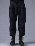 Dhygen Distortion Check Jacquard Pleated Wide Leg Cropped Trousers