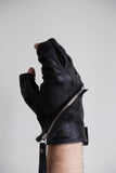 0.Hide Fingerless Spiral Zipper Gloves