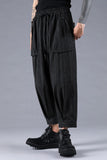Dhygen Sumi Coated Random Stripe Tucked Wide Cropped Pants