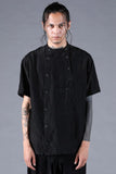 Dhygen Silk Cotton Washer Double Opan Band Collar Half Sleeve Shirt