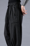 Dhygen Sumi Coated Random Stripe Tucked Wide Cropped Pants
