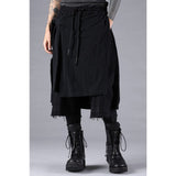 D.Hygen Stretch Denim Damage Apron Wide Cropped Pants