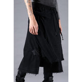 D.Hygen Stretch Denim Damage Apron Wide Cropped Pants