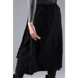D.Hygen Stretch Denim Damage Apron Wide Cropped Pants