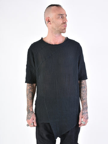 La Haine Inside Us Asymmetric Gauze Cotton Dyed Hot Black T-shirt
