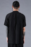 Dhygen Silk Cotton Washer Double Opan Band Collar Half Sleeve Shirt