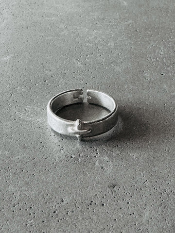 M.A+ Silver Stitched Cross Ring