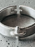 M.A+ Silver Stitched Cross Ring