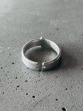 M.A+ Silver Stitched Cross Ring