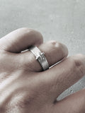 M.A+ Silver Stitched Cross Ring
