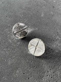 M.A+ Round Plate Carved Cross Earring