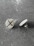 M.A+ Round Plate Carved Cross Earring