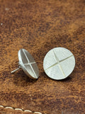 M.A+ Round Plate Carved Cross Earring