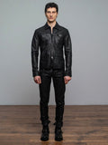 M.A+ Zipped Trucker Jacket with Silver Crosses