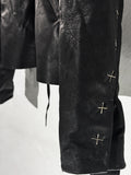 M.A+ Zipped Trucker Jacket with Silver Crosses