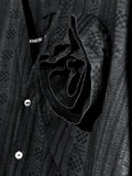 Marc Point V-neck Shirt with Rose Applique