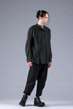 Dhygen Sumi Coated Random Strip Double Open Band Collar Shirt