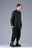 Dhygen Sumi Coated Random Strip Double Open Band Collar Shirt