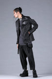 Dhygen Sumi Coated Random Stripe Tucked Wide Cropped Pants