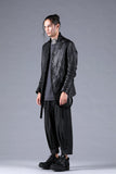 Dhygen Sumi Coated Random Stripe Tucked Wide Cropped Pants