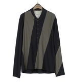 Ziggy Chen Patchwork Shawl Collar Rugby Shirt