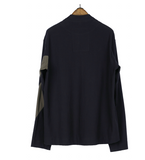 Ziggy Chen Patchwork Shawl Collar Rugby Shirt