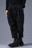 Dhygen Distortion Check Jacquard Pleated Wide Leg Cropped Trousers