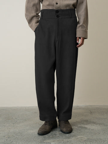 Towards Barrack Trousers In Black Kala Cotton Herringbone