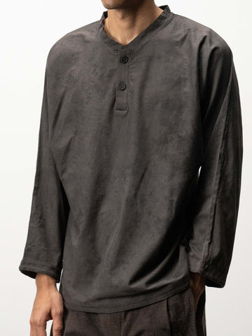 Towards Stock Henley T-shirt In Burnt Coal Dye Supima Cotton