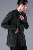 Dhygen Sumi Coated Random Strip Double Open Band Collar Shirt