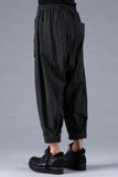Dhygen Sumi Coated Random Stripe Tucked Wide Cropped Pants