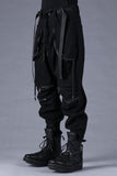 Dhygen Stretch Denim Knee-Cutout Cropped Trousers