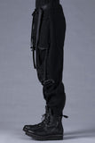 Dhygen Stretch Denim Knee-Cutout Cropped Trousers
