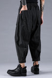 Dhygen Sumi Coated Random Stripe Tucked Wide Cropped Pants