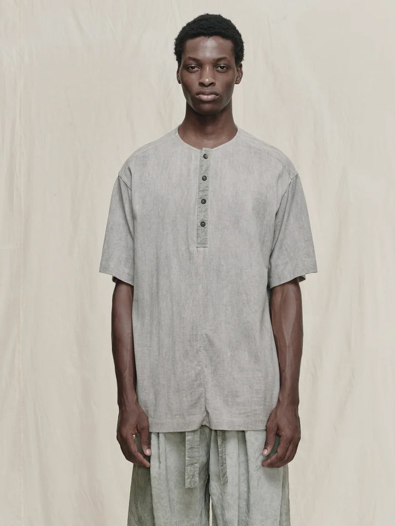 Ziggy Chen Henley Neck Gathered T-shirt