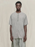 Ziggy Chen Henley Neck Gathered T-shirt