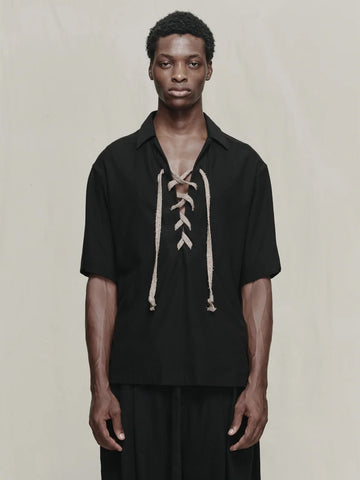 Ziggy Chen String Fastened Rugby T-shirt