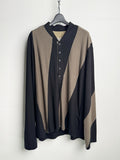 Ziggy Chen Patchwork Shawl Collar Rugby Shirt