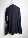 Ziggy Chen Patchwork Shawl Collar Rugby Shirt