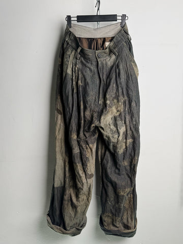 Ziggy Chen Digital Print Trousers with Pull Tabs