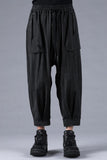 Dhygen Sumi Coated Random Stripe Tucked Wide Cropped Pants