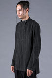 Dhygen Sumi Coated Random Strip Double Open Band Collar Shirt