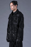 Dhygen Mottled Coated Denim Militarary Jacket